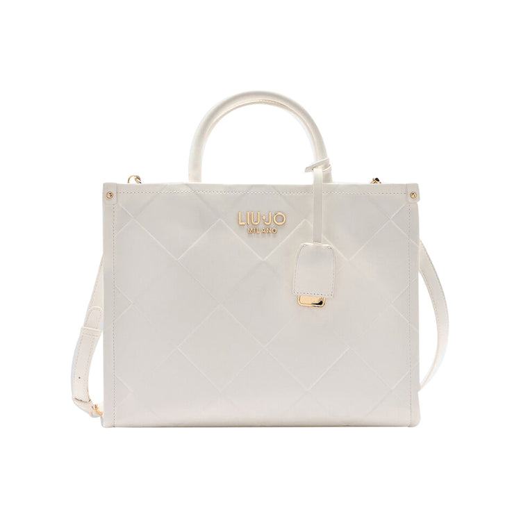 Borsa Donna shopper a rombi in rilievo Bianco