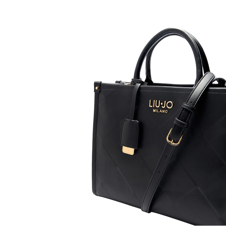 Borsa Donna shopper a rombi in rilievo Nero dettaglio