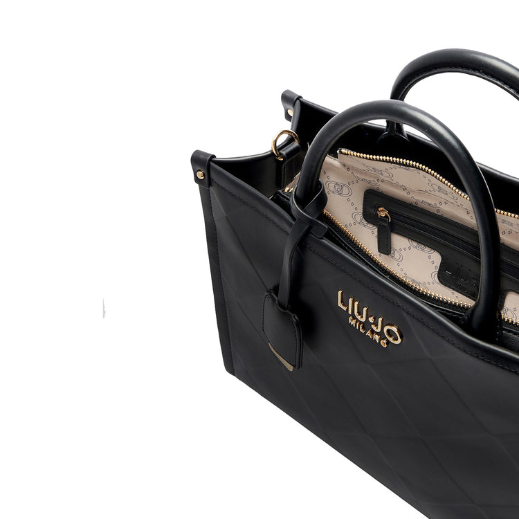 Borsa Donna shopper a rombi in rilievo Nero dettaglio