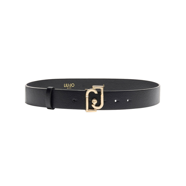 Cintura nera da donna con logo