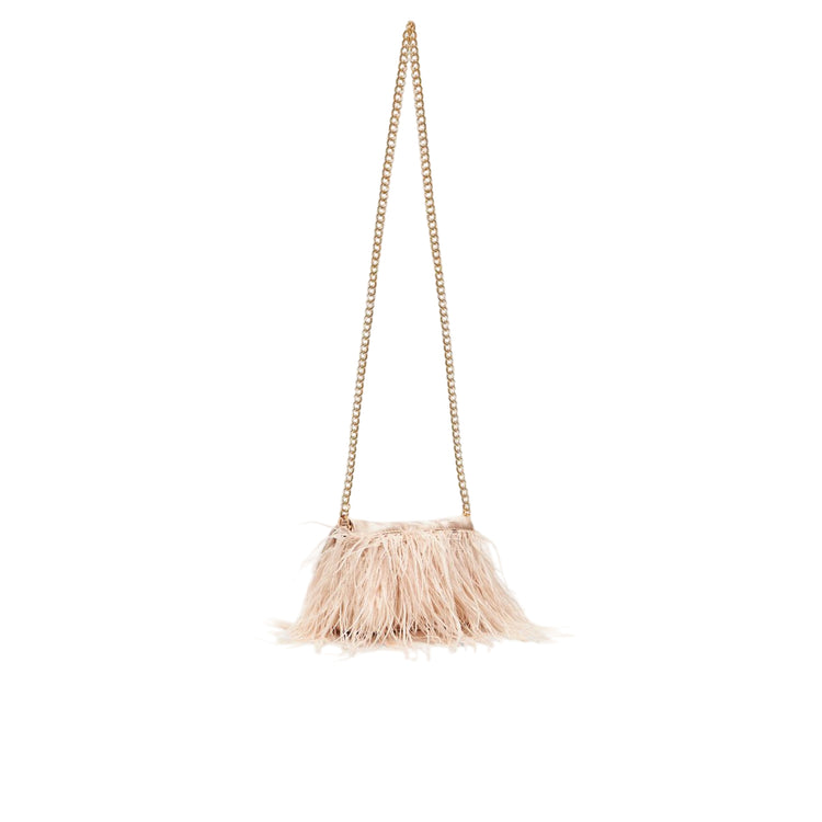 Borsa mini a tracolla LaPuffy con piume retro