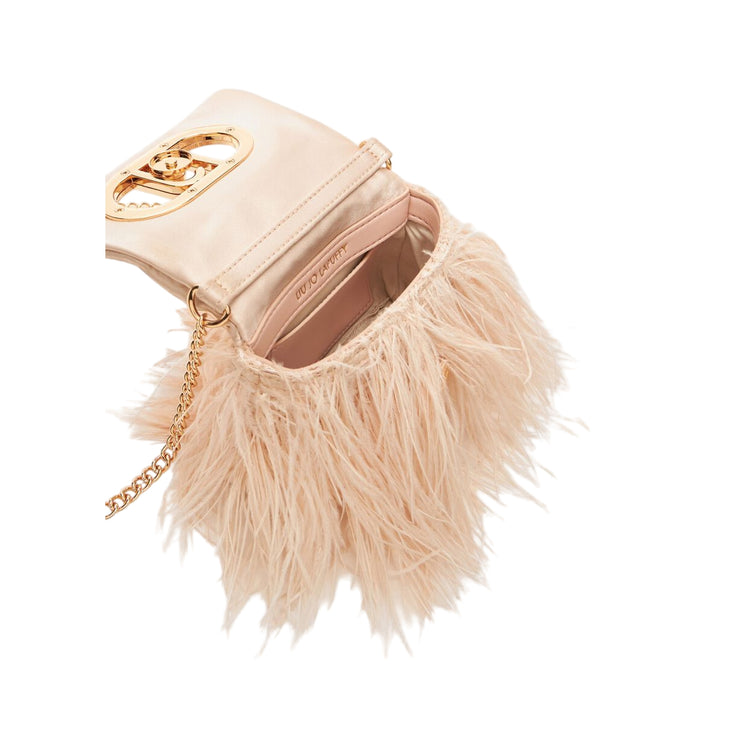 Borsa mini a tracolla LaPuffy con piume interno