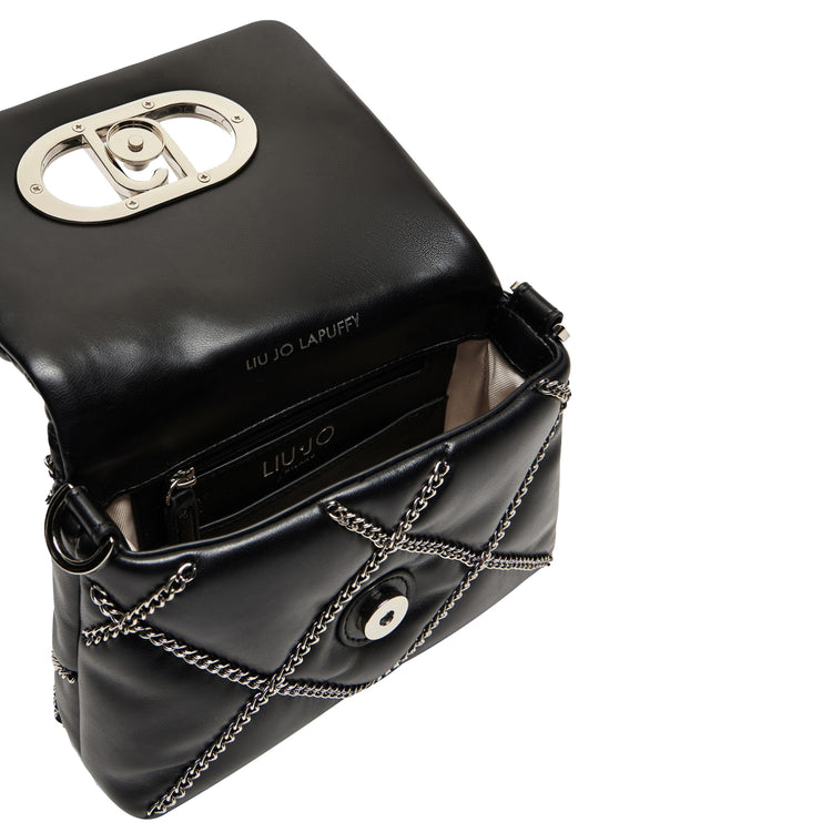 Borsa a spalla piccola LaPuffy con catene Nero