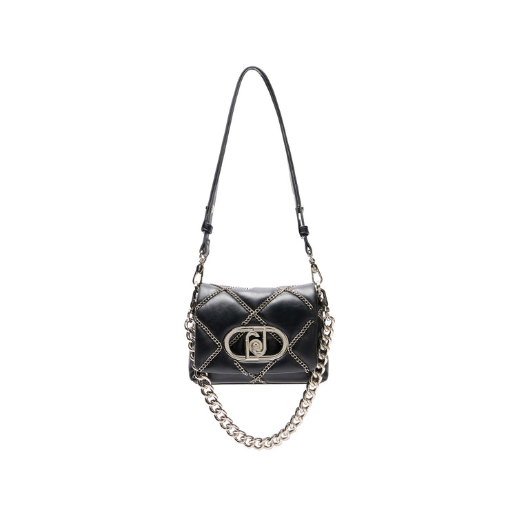 Borsa a spalla piccola LaPuffy con catene Nero