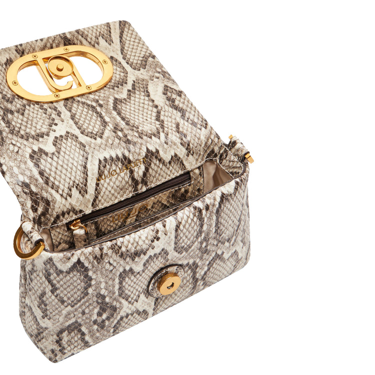 Borsa a spalla piccola LaPuffy Pitonata dettaglio interno