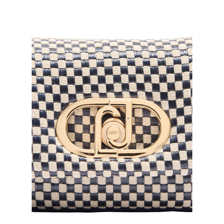 Borsa piccola a spalla LaPuffy in vichy dettaglio logo