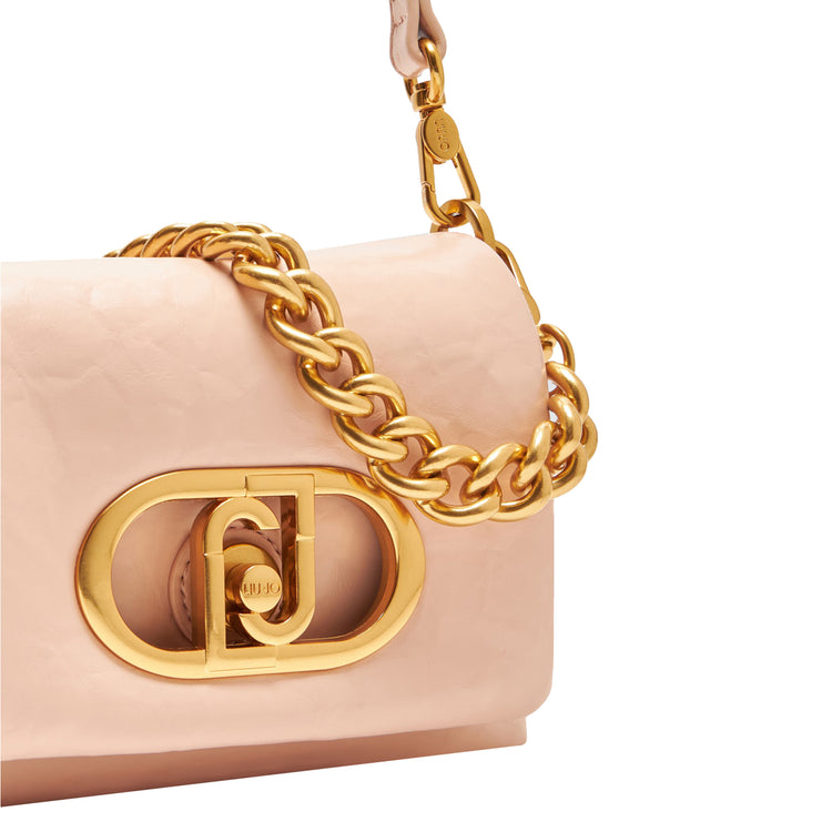 Borsa a spalla piccola LaPuffy tinta unita rosa dettaglio