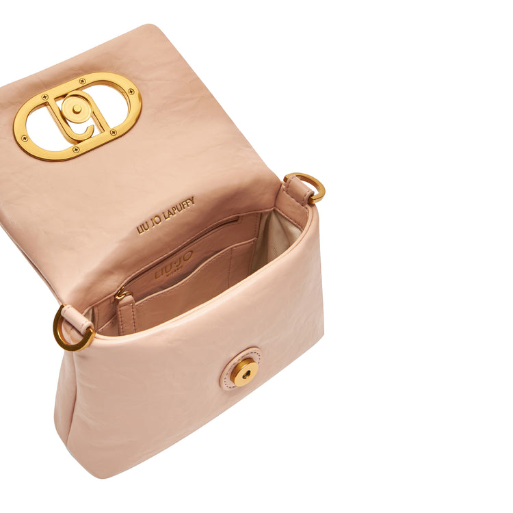 Borsa a spalla piccola LaPuffy tinta unita rosa interno