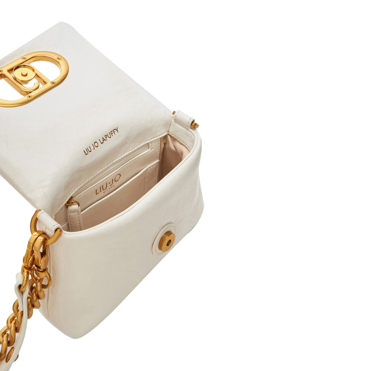 Borsa a spalla piccola LaPuffy tinta unita bianca interno