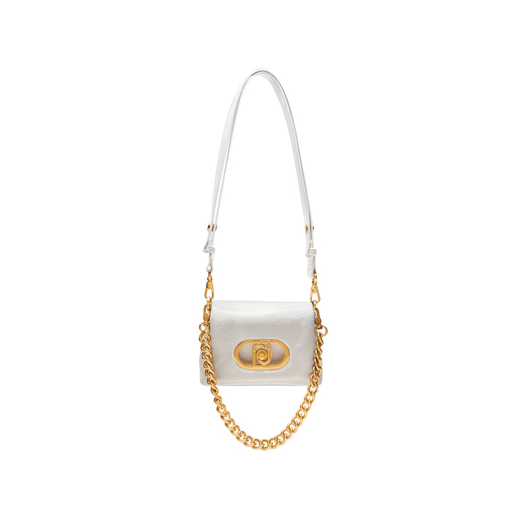 Borsa a spalla piccola LaPuffy tinta unita bianca frontale
