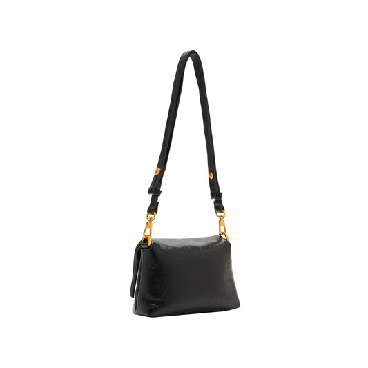 Borsa a spalla piccola LaPuffy tinta unita nera nera