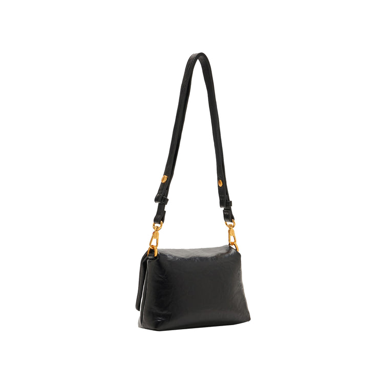 Borsa a spalla piccola LaPuffy tinta unita nera nera