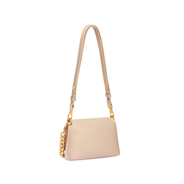 Borsa a spalla piccola LaPuffy tinta unita beige retro