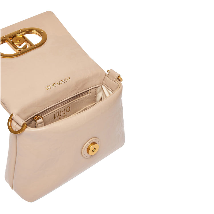 Borsa a spalla piccola LaPuffy tinta unita beige interno