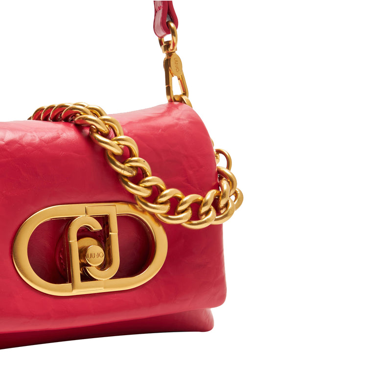 Borsa a spalla piccola LaPuffy tinta unita rossa dettaglio