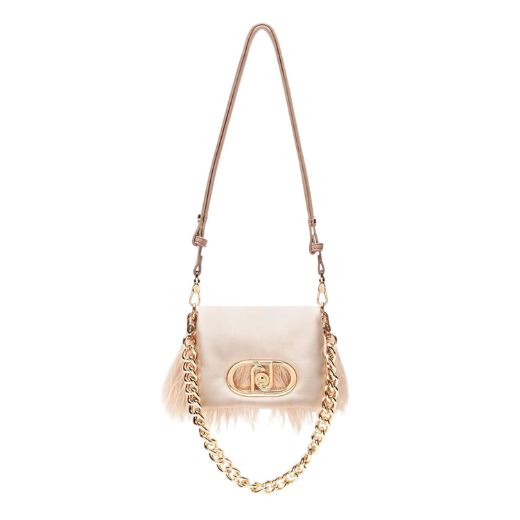 Borsa piccola a spalla LaPuffy con piume Rosa