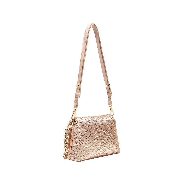 Borsa piccola a spalla LaPuffy con strass Rosa retro