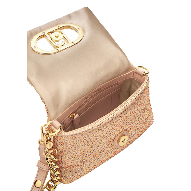 Borsa piccola a spalla LaPuffy con strass Rosa interno
