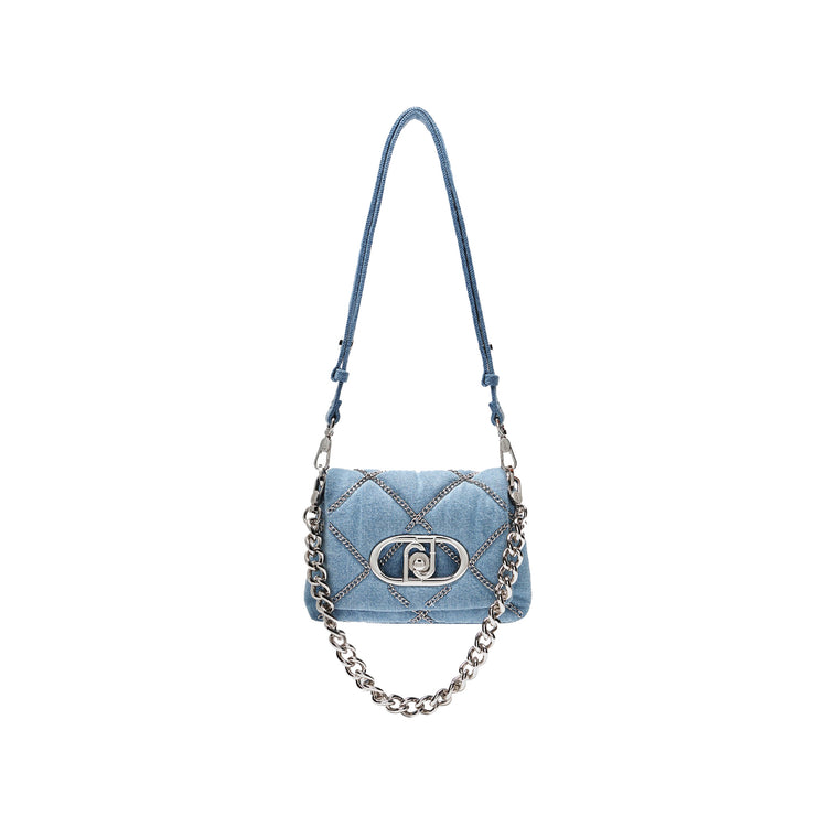 Borsa piccola LaPuffy da donna in denim con catene