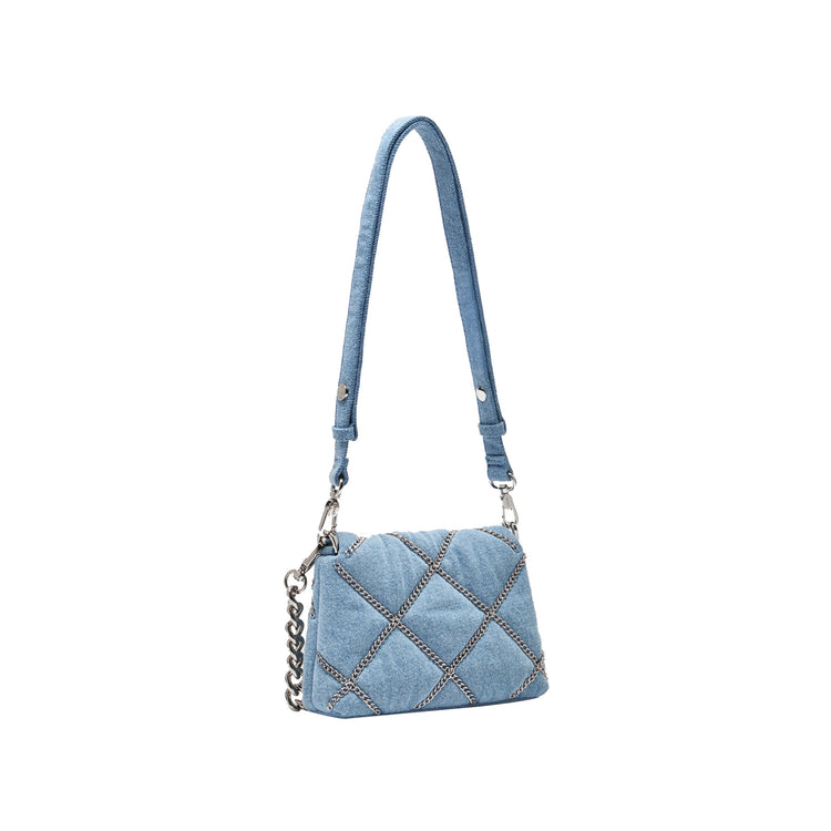 Borsa piccola LaPuffy da donna in denim con catene retro