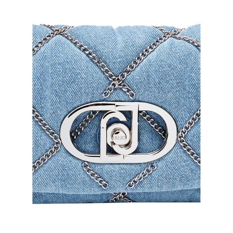Borsa piccola LaPuffy da donna in denim con catene dettaglio