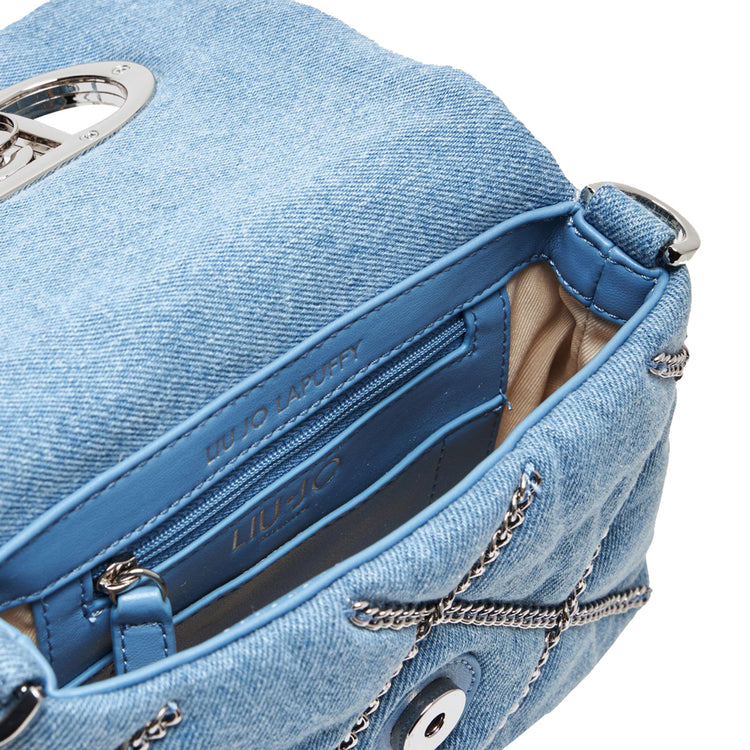 Borsa piccola LaPuffy da donna in denim con catene interno