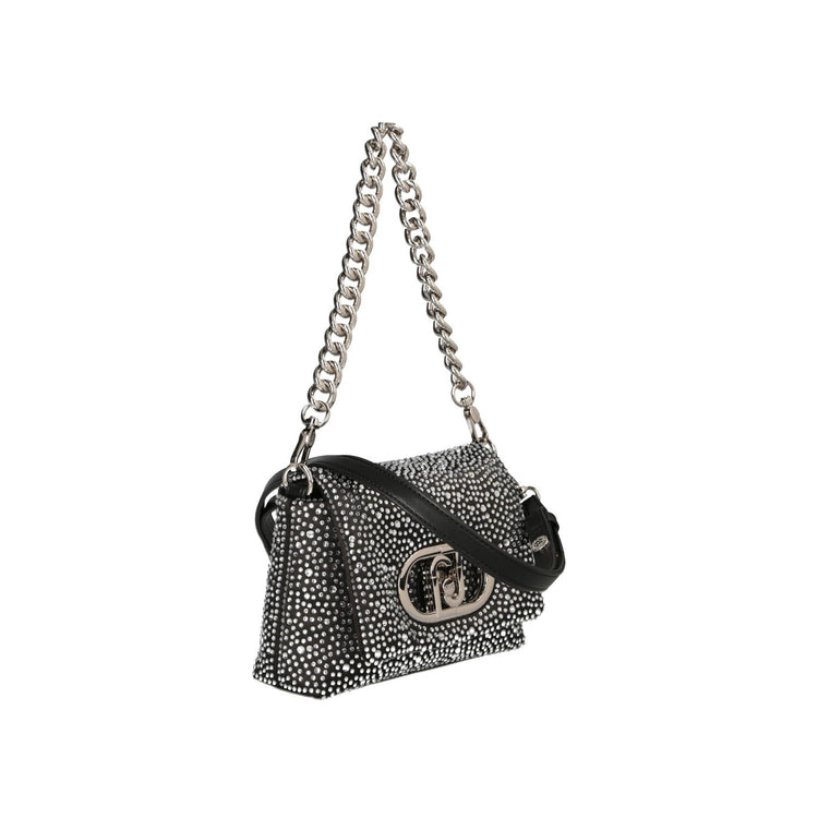 Borsa piccola a spalla LaPuffy con strass Nero