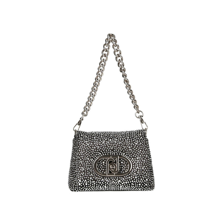 Borsa piccola a spalla LaPuffy con strass Nero