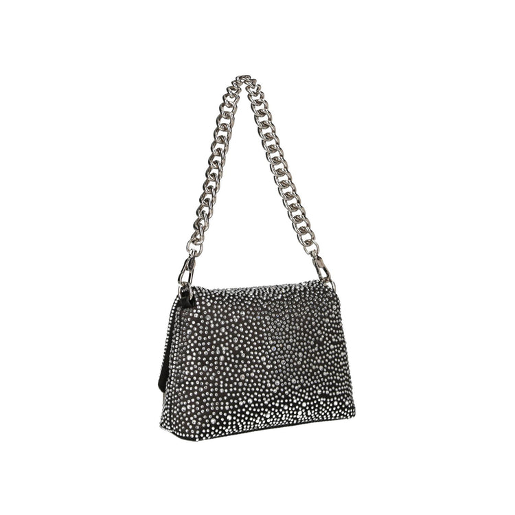 Borsa piccola a spalla LaPuffy con strass Nero retro