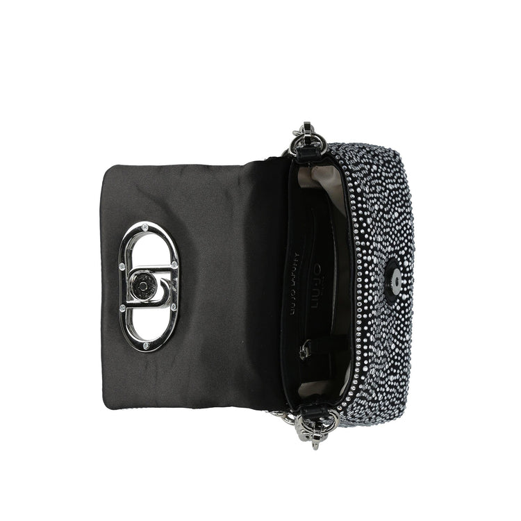 Borsa piccola a spalla LaPuffy con strass Nero interno