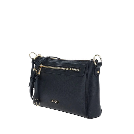 Borsa a tracolla nera in ecopelle