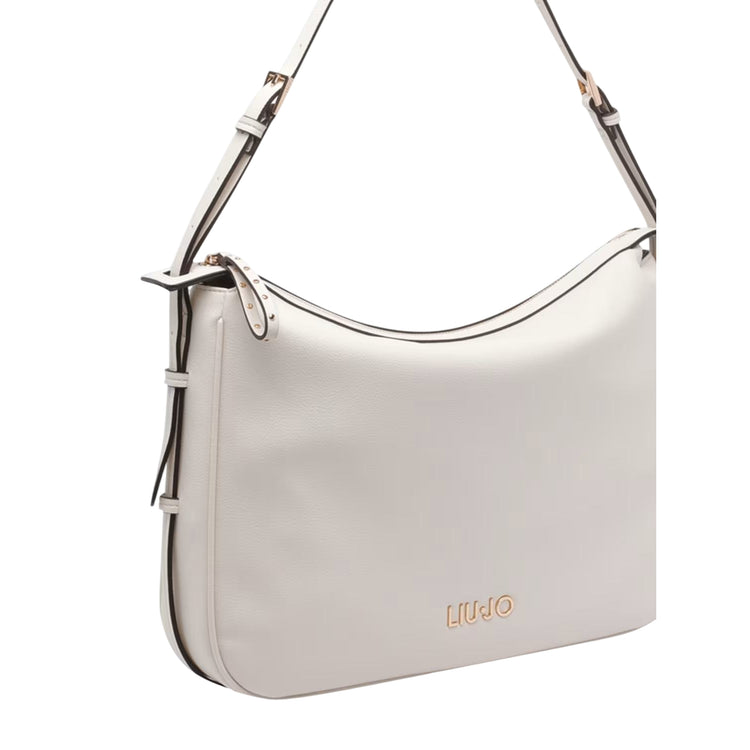 Borsa Donna Bianca, con manico a spalla e logo metallico