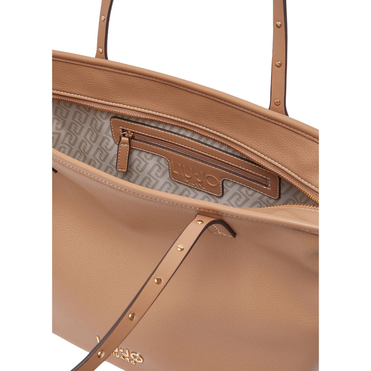 Borsa Tote media Donna tinta unita marrone interno