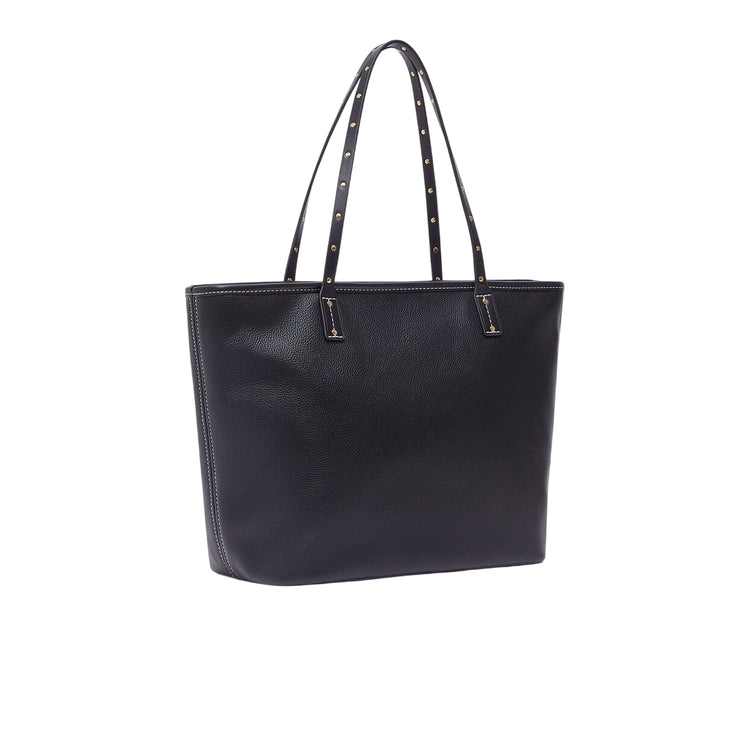 Borsa Tote media Donna tinta unita nera retro