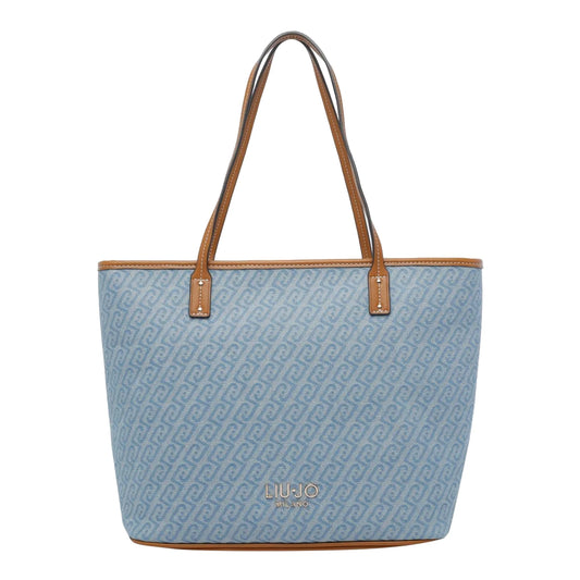 Borsa tote Donna Grande logata Celeste