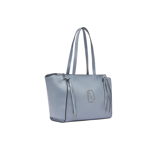 Borsa tote grande azzurra effetto bottalato