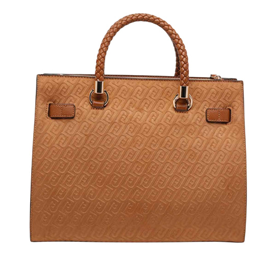 Borsa a mano marrone con nappa