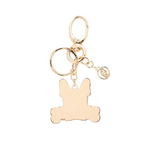 Portachiavi Donna in metallo con cane retro