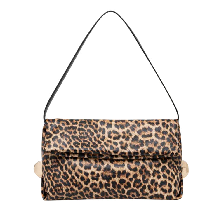 Pochette maculata con dettagli laterali in oro