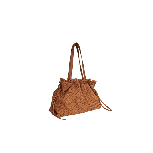 Borsa Donna intrecciata Marrone con coulisse