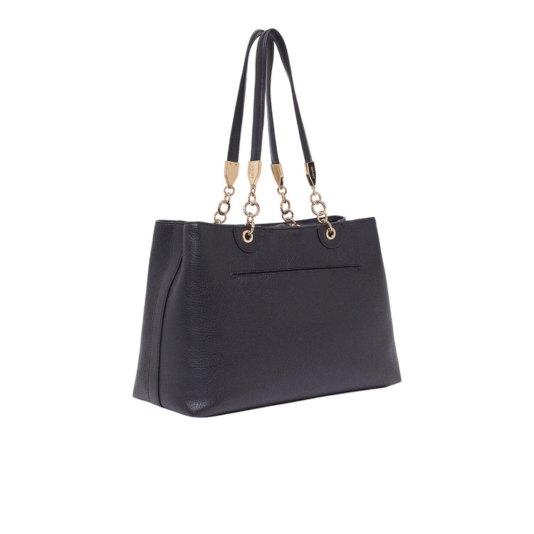 Borsa a spalla media con inserti catena Nero retro