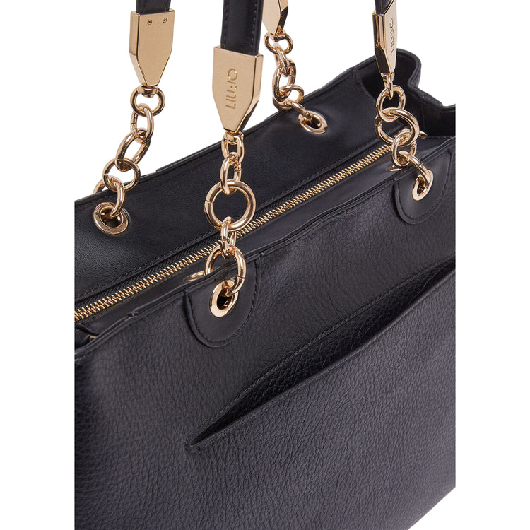 Borsa a spalla media con inserti catena Nero dettaglio