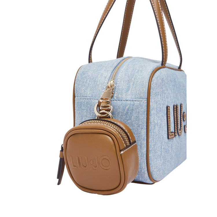 Borsa bowling in denim con tracolla
