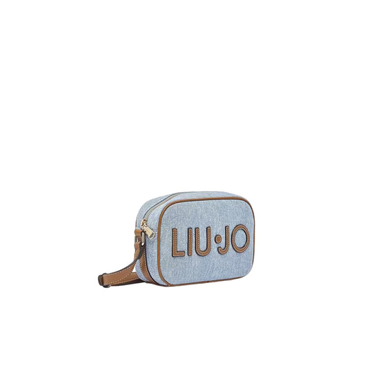 Borsa Donna a tracolla, in denim, con maxi logo frontale