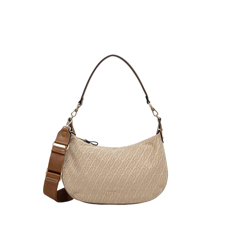 Borsa a mezza luna beige