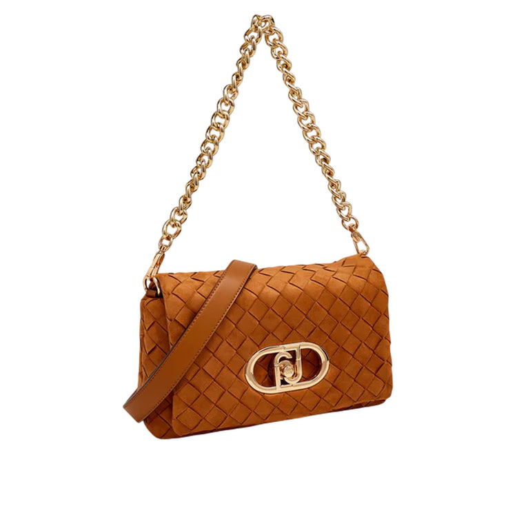 Borsa a spalla plissettata cammello