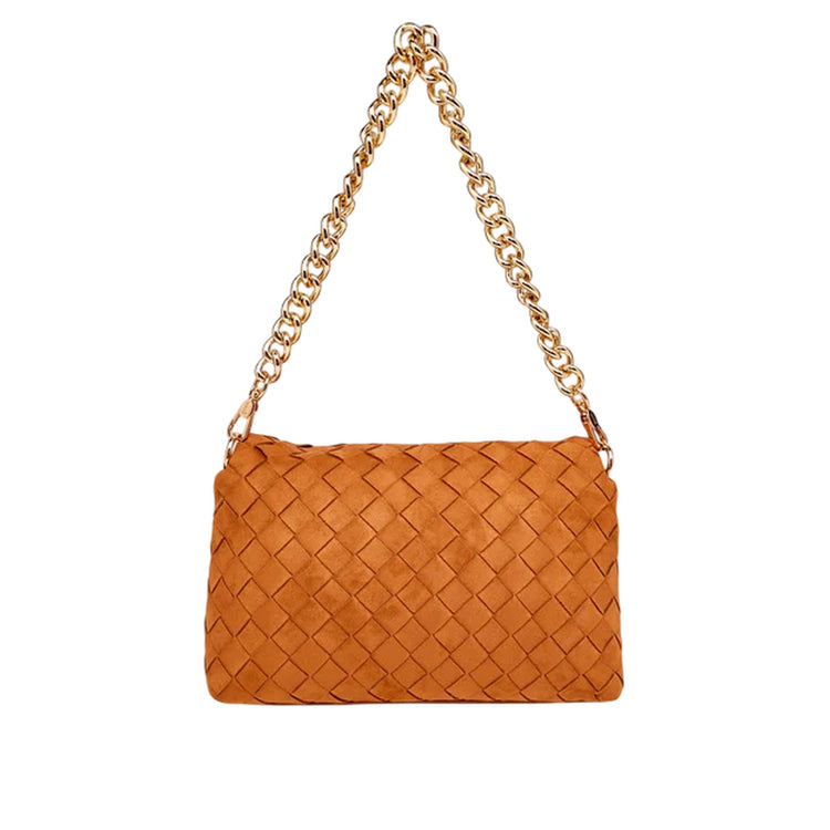 Borsa a spalla plissettata cammello