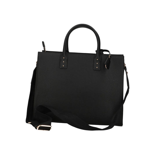 Borsa a mano nera in ecopelle con tracolla