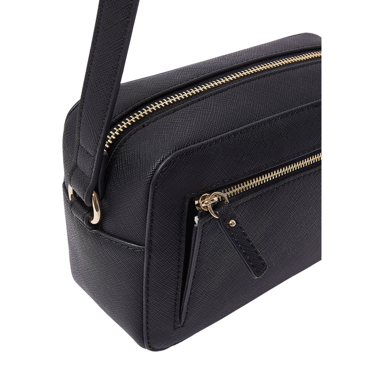 Borsa Donna Nera stampa saffiano, con logo in rilievo