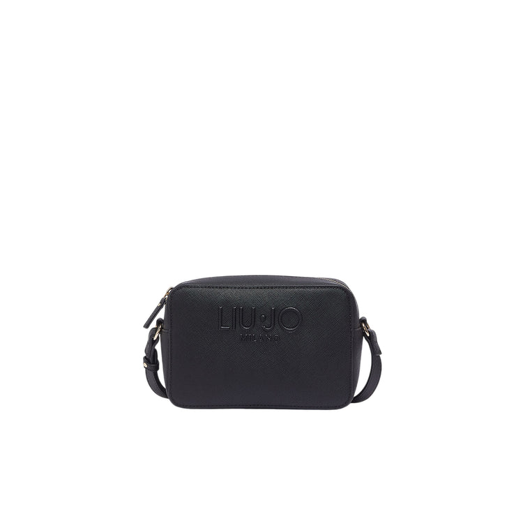 Borsa Donna Nera stampa saffiano, con logo in rilievo